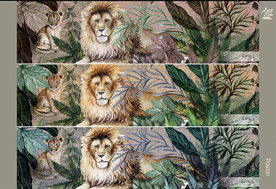 Amazon temalı Aslan Vinil Duvar Kağıdı