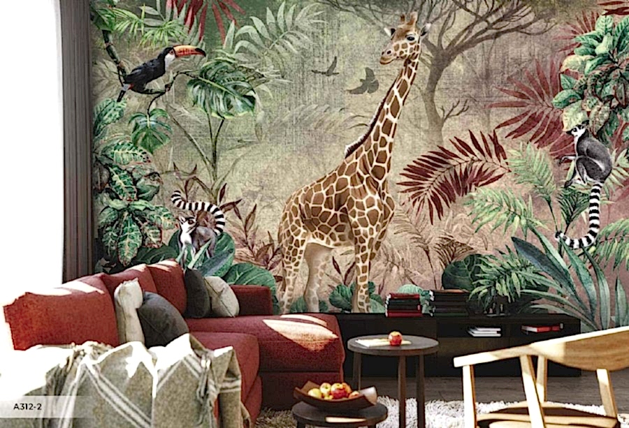 Amazon temalı Giraffee Vinil Duvar Kağıdı